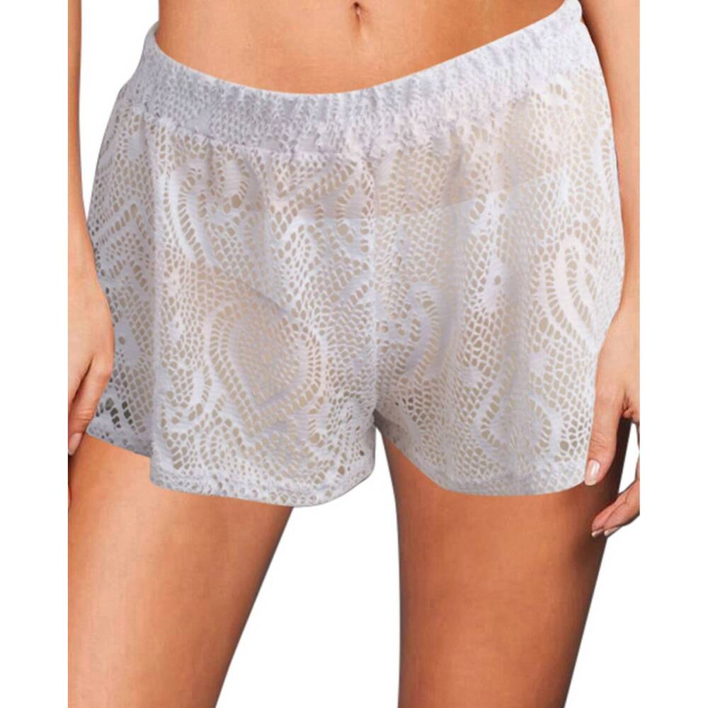 NEW BEACH HABITAT heart crochet cover up short in white